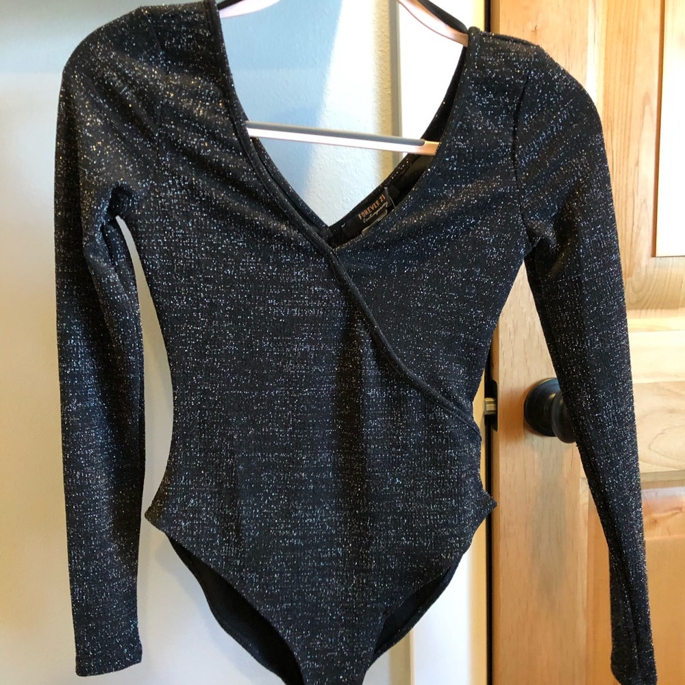 Shimmery black bodysuit